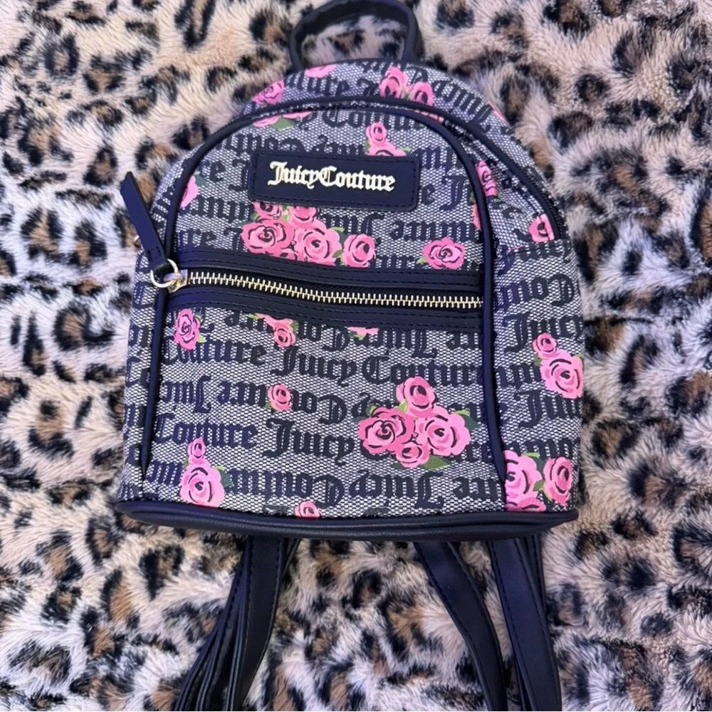 Juicy Couture Floral Black and Pink Backpack - Picture 1 of 3